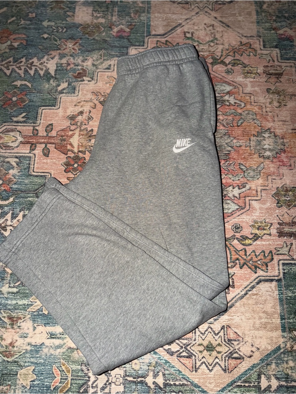 Nike men’s Gray Athletic Joggers with White Swoosh